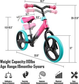 img 3 attached to 🚲 Albott 12-inch Toddler Balance Bike for 18 Months to 5 Year Old Kids - Lightweight & Colorful No Pedal Bicycle with Adjustable Seat and Airless Tire