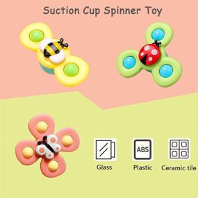 img 1 attached to 🔴 Fanryy Suction Cups Spinner Top Toy: Rotating Sucker Animal for Early Learners - Set of 3, Ideal for Dining Table, Bathroom, and Travel