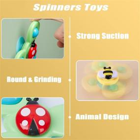 img 3 attached to 🔴 Fanryy Suction Cups Spinner Top Toy: Rotating Sucker Animal for Early Learners - Set of 3, Ideal for Dining Table, Bathroom, and Travel