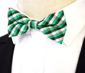 img 1 attached to 👔 Carahere Handmade Green Black Plaid Boys' Bow Tie Accessories