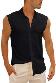 img 4 attached to 👕 Stylish Men's Sleeveless Button T-Shirt by Bbalizko Z Black - Top Quality Clothing and Shirts for Men