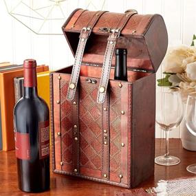 img 3 attached to Wine Bottle Holder Wooden Trunk