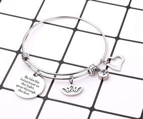 img 1 attached to Lotus Flower Bracelet: Wellness Jewelry with Inspirational Message, Trust in the Light, Grow Through the Dirt - Gift for Her