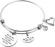 lotus flower bracelet: wellness jewelry with inspirational message, trust in the light, grow through the dirt - gift for her logo