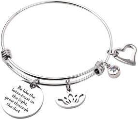 img 4 attached to Lotus Flower Bracelet: Wellness Jewelry with Inspirational Message, Trust in the Light, Grow Through the Dirt - Gift for Her