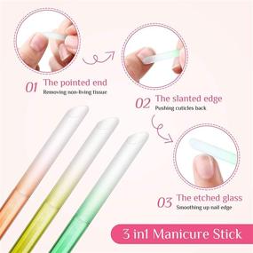 img 2 attached to Precision Glass Cuticle Pusher Nail File Set - 6 Double Sided Crystal Glass 💅 Nail Files for Manicure Pedicure, Cuticle Remover - Vibrant Colors (Pink, Blue, Purple, Orange, Yellow, Green)