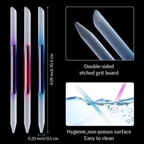 img 3 attached to Precision Glass Cuticle Pusher Nail File Set - 6 Double Sided Crystal Glass 💅 Nail Files for Manicure Pedicure, Cuticle Remover - Vibrant Colors (Pink, Blue, Purple, Orange, Yellow, Green)