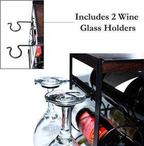 img 3 attached to 🍷 Premium 6-Bottle Rustic Wood Countertop Wine Rack with Wine Glass Holder - Easy, No Assembly Required