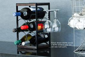 img 1 attached to 🍷 Premium 6-Bottle Rustic Wood Countertop Wine Rack with Wine Glass Holder - Easy, No Assembly Required