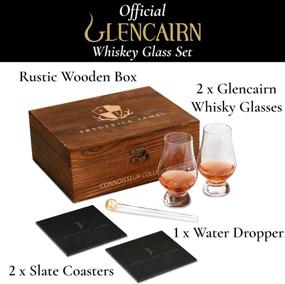 img 3 attached to 🥃 Ultimate FJ FREDERICK JAMES Whiskey Set: Glencairn Whisky Glass Set of 2 with Whiskey Dropper, Crystal Glasses, Water Dropper & Slate Coasters