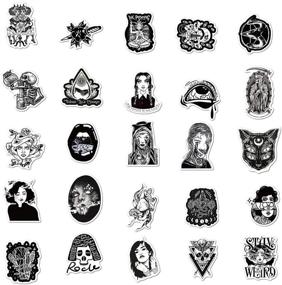 img 2 attached to 🖤 100-Piece Gothic Stickers Set in Black and White – Laptop, Computer, Bedroom, Wardrobe, Car, Skateboard, Motorcycle, Bicycle, Mobile Phone, Luggage, Guitar – DIY Decal Collection