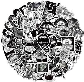 img 4 attached to 🖤 100-Piece Gothic Stickers Set in Black and White – Laptop, Computer, Bedroom, Wardrobe, Car, Skateboard, Motorcycle, Bicycle, Mobile Phone, Luggage, Guitar – DIY Decal Collection