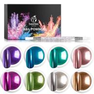 💅 chrome nail powder mirror effect art decoration beetle - pink purple blue green manicure powder, set of 8 colors 0.5g/jar logo