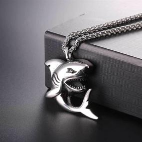 img 1 attached to 🦈 Unisex Silver Shark Pendant Necklace with Chain | Punk Ocean Project Jewelry for Men, Women, Boys, and Girls | Ocean Animal Fish Necklace