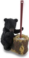 🐻 optimized 2-piece set: zeckos black bear butler toilet brush and holder logo