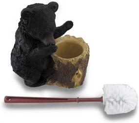 img 1 attached to 🐻 Optimized 2-Piece Set: Zeckos Black Bear Butler Toilet Brush and Holder