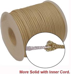 img 1 attached to 2.0mm Light Gold Braided Nylon Lift Shade Cord - 60 Yards Y-Axis Roll, with 6 Pack White Wood Cord Knobs and Soft Tape