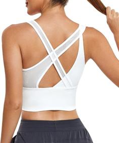 img 4 attached to 👚 IHHCOXK Front Zip Sports Bras: Stylish Criss Cross Back Yoga Bra for Women - Padded Cropped Tank Top for Longline Workout Tops