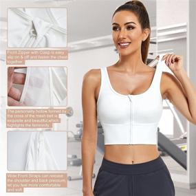 img 2 attached to 👚 IHHCOXK Front Zip Sports Bras: Stylish Criss Cross Back Yoga Bra for Women - Padded Cropped Tank Top for Longline Workout Tops