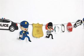 img 4 attached to 🚓 Cops and Robbers Garland: Perfect Cop Party Decorations for Boy Birthday Parties Plus Police Car, Badge, Handcuffs, and Stop Sign – Ideal Kids Party Decor!