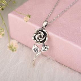 img 2 attached to BEILIN 925 Sterling Silver Rose Flower Necklace - Romantic I Love You Forever Jewelry Gift for Girlfriend, Wife, Mom, Women, Girls & Her