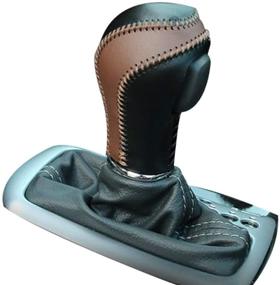 img 4 attached to 🔝 Genuine Leather Gear Shift Knob Cover for Infiniti FX35 FX37 FX50: Upgrade Your Interiors with Loncky's Black Automatic Accessories