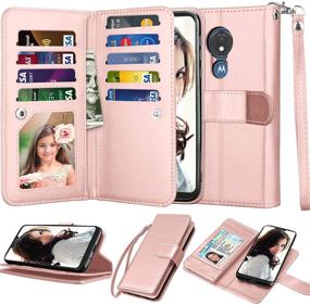 img 4 attached to 📱 Stylish RoseGold Moto G7 Power Wallet Case with Card Slots, Detachable Magnetic Phone Cover & Lanyard - Compatible with Motorola G7 Supra/XT1955/Moto G7 Optimo Maxx XT1955DL