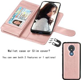 img 1 attached to 📱 Stylish RoseGold Moto G7 Power Wallet Case with Card Slots, Detachable Magnetic Phone Cover & Lanyard - Compatible with Motorola G7 Supra/XT1955/Moto G7 Optimo Maxx XT1955DL