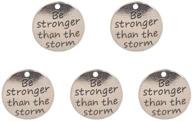 yansanido pack of 10 alloy silver 'be stronger than the storm' charms: diy antique pendant bracelet & necklace making logo