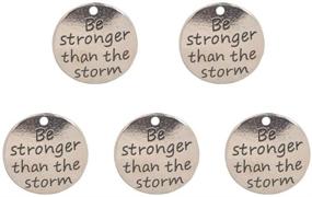 img 4 attached to Yansanido Pack of 10 Alloy Silver 'Be Stronger Than The Storm' Charms: DIY Antique Pendant Bracelet & Necklace Making