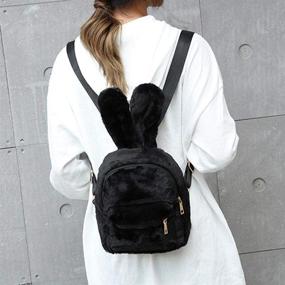 img 3 attached to 🐰 Bunny Backpack: Adorable Mini Backpacks for Girls with Plush Rabbit Ears - Satchel Style Fuzzy Bunny Purse Handbags