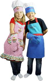 img 1 attached to 👩 MUKitchen MiniMu Kids: Sweet Stuff 3-Piece Cotton Chef Set – Apron, Hat, and Mitt for Aspiring Young Chefs