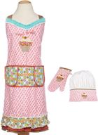 👩 mukitchen minimu kids: sweet stuff 3-piece cotton chef set – apron, hat, and mitt for aspiring young chefs логотип