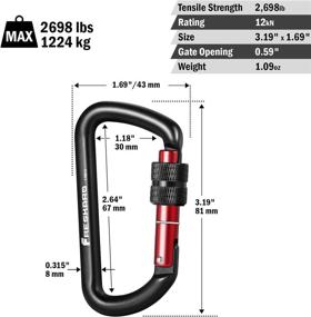 img 1 attached to 🔒 FresKaro 3-Pack 12kN Screw-Gate Locking Carabiners with Tube Style Spine Frame, 3-inch D-Shaped Carabiner, Strong & Lightweight 7075 Aircraft Aluminium, Ideal for Keychains & Hammocks