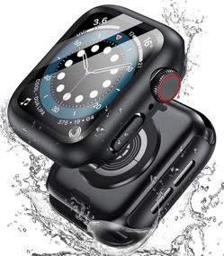 img 4 attached to 📱 [2 шт] BELONGME Совместимый чехол для Apple Watch серии SE 6 5 4 44 мм - Защитный жесткий матовый чехол из ПК с закаленным стеклом для экрана для iWatch, идеально подходит для тренировок в зале, бега и повседневного использования - Черный