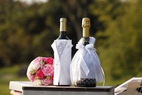 img 1 attached to ULA Wine Bottle Cover - Tuxedo and White Dress Wedding Gifts for Bride and Groom, Bridal Shower Gifts, Newlywed Gifts, Couples Gifts, Wedding Decoration - White Tuxedo