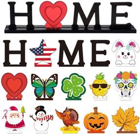 img 4 attached to 🏠 12-Piece Home Table Decoration Set: Wooden Home Letter Sign, Christmas Centerpiece & Merry Christmas Dinner Topper