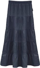 img 2 attached to 👧 BabyO Length Tiered Stonewash Girls' Clothing and Skirts & Skorts for Children