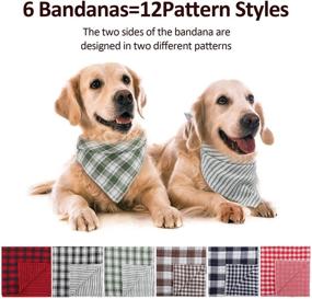 img 2 attached to TANG-CN Dog Bandana Set - Thickened Square Triangle Plaid Kerchief for Small Medium Large Dogs & Cats - Quick-Drying Bibs Scarf in Red, Green, Black, Brown, Yellow, and Blue