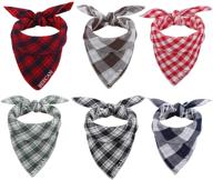 tang-cn dog bandana set - thickened square triangle plaid kerchief for small medium large dogs & cats - quick-drying bibs scarf in red, green, black, brown, yellow, and blue logo