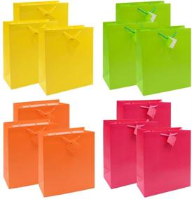 img 4 attached to 12 Pcs Assorted Colorful Paper Gift Bags - Premium Large Size Bright Color Recyclable Party Favor Bags Bulk for All Occasion, Birthday, Wedding, Retail, Holiday - 12.6&#39;&#39; x 10.2&#39;&#39; x 4.7&#39;&#39; by BllalaLab