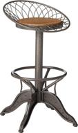 🪑 grayson weathered wood barstool: elegant grey and brass design by christopher knight home logo