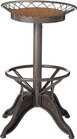 img 2 attached to 🪑 Grayson Weathered Wood Barstool: Elegant Grey and Brass Design by Christopher Knight Home