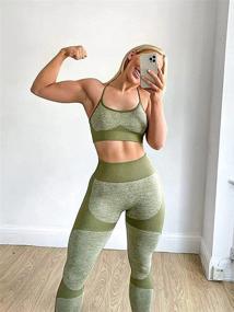 img 2 attached to OQQ Exercise Outfits: 2 Piece Seamless High Waist Leggings with Sport Bra Yoga Set for Women's Workout