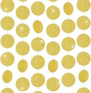 🎉 5pcs glitter gold paper circle dots garland (65ft) hanging decorations streamers for birthday party wedding baby shower class room decorations - rubfac logo