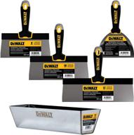 🛠️ dewalt stainless steel taping knife & mud pan set with free 6" soft grip putty knife, 8/10/12" blades, and 14" mud pan - dxtt-3-174: high-quality tools with soft grip handles logo