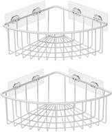 🚿 sleek and efficient: smartake 2-pack corner shower caddy with deep basket design - wall mounted bathroom shelf for toilet storage (white) logo