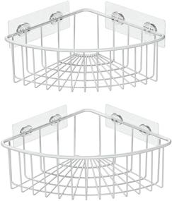 img 4 attached to 🚿 Sleek and Efficient: SMARTAKE 2-Pack Corner Shower Caddy with Deep Basket Design - Wall Mounted Bathroom Shelf for Toilet Storage (White)