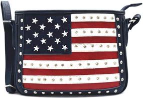 img 4 attached to 👜 Ultimate Concealed Carry Cross Body Handbag: American Flag Stars and Stripes Studs, Women's Single Shoulder Bag