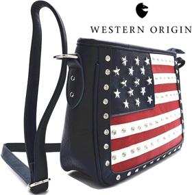 img 2 attached to 👜 Ultimate Concealed Carry Cross Body Handbag: American Flag Stars and Stripes Studs, Women's Single Shoulder Bag
